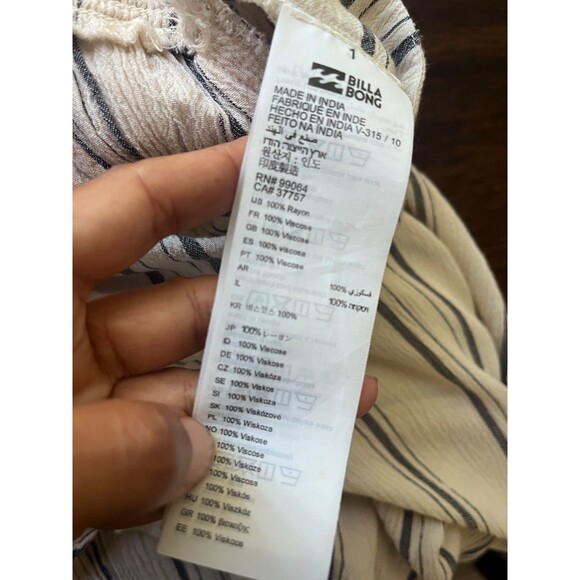 Billabong Ivory Blue Striped Wide Leg Split Seam Pool Beach CoverUp Pants M - Picture 7 of 8